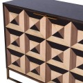 Art deco příborník Betlien ze dřeva a kovu s designovými geometrickými vzory v hnědém provedení 202cm