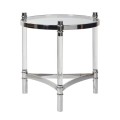 Zrcadlový kulatý příruční stolek Andria s kovovou chromovou konstrukcí 53cm