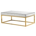 Designový art-deco konferenční stolek Malade se zlatou konstrukcí a zrcadlovou povrchovou deskou