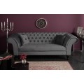 Chesterfield stříbrně šedá sametová pohovka Contessa 230cm