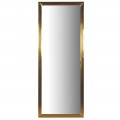 Luxusní vysoké nástěnné zrcadlo Cristal v tlustém rámu zlaté barvy v art-deco stylu se skleněnými policemi