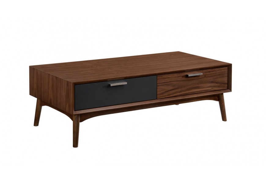 Designový moderní konferenční stolek Nordica Nogal v obdélníkovém tvaru ze dřeva v ořechovém provedení