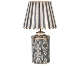 Vintage noční lampa Severine Ivory z kovu v šedé barvě se slonovinovým ornamentálním zdobením 78cm