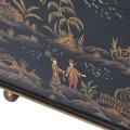 Orientální designová truhla Chinia z masivního dřeva černé barvy s malovanou scenérií 62cm