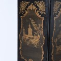 Orientální čínská vintage zástěna Chinia černé barvy mangového dřeva s ornamentální čínskou malbou 180cm