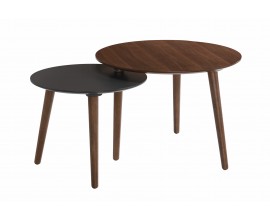 Skandinávský příruční stolek Nordica Nogal z ořechově hnědého dřeva s masivními nožičkami polohovatelný 64cm