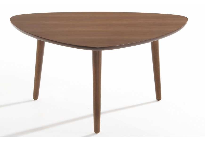 Designový trojúhelníkový konferenční stolek Nordica Nogal hnědý ve skandinávském stylu ze dřeva v provedení ořech