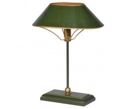 Designová stolní lampa Clarice v art-deco stylu zelené barvy se zlatým zdobením z kovu