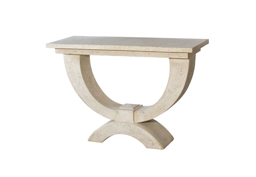 Antický konzolový stolek Antic Rome z masivního dřeva a mramoru v krémové barvě 120cm