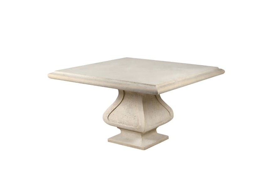 Luxusní jídelní stolek Antic Rome z polyresinu v pískové hnědé barvě se čtvercovou povrchovou deskou