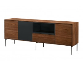 Moderní hnědý TV stolek Nordica Nogal z ořechově dýhovaného dřeva s touch systémem 180cm