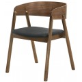 Designová jídelní židle Nordica Nogal z ořechového masivu ve skandinávském stylu s čalouněním v tmavě šedé barvě
