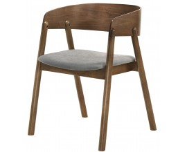 Designová jídelní židle Nordica Nogal ve skandinávském stylu se zaoblenou opěrkou a šedým čalouněním