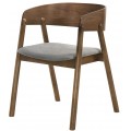 Designová jídelní židle Nordica Nogal ve skandinávském stylu z masivního ořechového dřeva s šedým čalouněním