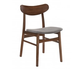 Skandinávská designová jídelní židle Nordica Nogal v ořechově hnědé barvě s šedým čalouněním 80cm