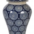 Vintage porcelánová modro-bílá stolní lampa Hayley s kruhovou ornamentální kresbou a bílým stínítkem 84cm
