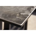 Luxusní art-deco obdélníkový konferenční stolek Ariana v šedo hnědé barvě s mramorovým vzhledem a kovovou podstavou 100cm
