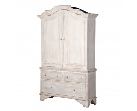 Provence luxusní skříň Celene Rode z masivního mahagonového ručně vyřezávaného dřeva v off white barvě 232cm