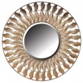 Luxusní kruhové nástěnné zrcadlo Philippe v tlustém rámu s listy zlaté barvy v orientálním provedení