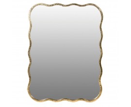 Vintage obdélníkové nástěnné zrcadlo Asana I v asymetrickém kovovém rámu zlaté barvy 80cm