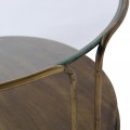 Designový kulatý konferenční stolek Miline ve skleněném provedení s kovovým rámem a podstavou zlaté barvy