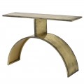 Luxusní konzolový stolek Lobette v zestárlém provedení se železnou konstrukcí ve zlaté barvě a tvarovanými nožičkami
