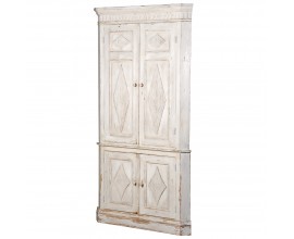 Provence rohová skříň Celene Rode v off white provedení se shabby chic efektem a patinou s dvoukřídlými dvířky 220cm