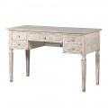 Provence masivní psací stolek Celene Rode v off white barvě v shabby chic stylu s pěti šuplíky na čtyřech nožičkách zdobený patinou