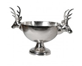 Designová stříbrná mísa na šampaňské Stag Silver z kovu s motive jeleních hlav