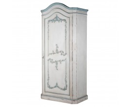 Vintage vysoká zdobená šatní skříň Blare s bílým povrchovým nátěrem se zdobením v pastelové vintage zelené 296cm