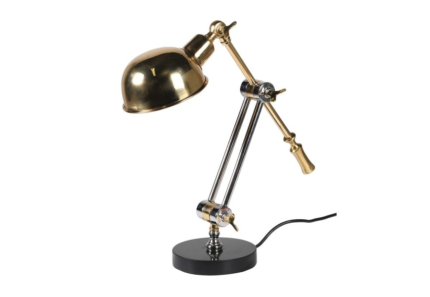 Designová industriální stolní lampa Goldspec z kovu ve zlatých a stříbrných odstínech
