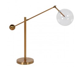 Designová moderní stolní lampa Samoa se zlatou konstrukcí z kovu a kulatým skleněným stínítkem