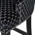 Designová Barová židle Breca v černém sametovém vzorovaném čalounění s vysokými nožičkami ze dřeva