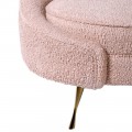 Luxusní buklé sedačka Blush v růžovém čalounění se zaoblenými opěrkami s tvarovanými kovovými nožičkami zlaté barvy 160cm