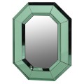 Designové art-deco zrcadlo Piana s osmi hranami ve smaragdově zelené barvě