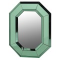 Designové art-deco zrcadlo Piana s osmi hranami ve smaragdově zelené barvě