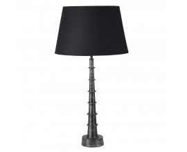 Moderní černá stolní lampa Blacky na černé podstavě kuželovitého tvaru s černým kulatým zvonkovým stínítkem