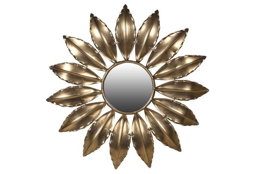 Art-deco nástěnné zrcadlo Casiopei se zlatým kovovým rámem ve tvaru lupenů 92cm