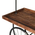 Industriální odkládací vozík Katar s černou kovovou konstrukcí a masivní dřevěnou deskou 190cm