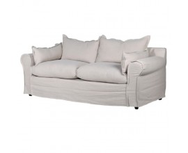Elegantní vintage sedačka Vyra s potahem v off white barvě s měkkými polštáři