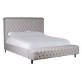 Vintage manželská postel Oberstell s chesterfield prošíváním ve světle šedé barvě 190cm