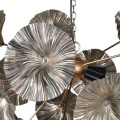 Vintage závěsná lampa Ophelis z kovu se zdobením ve tvaru listů zlaté barvy 50cm