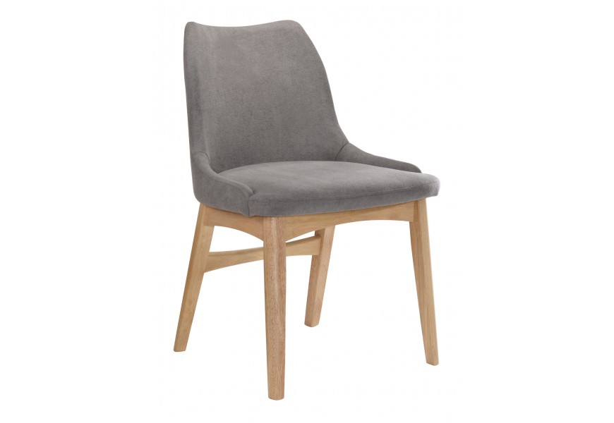 Designová jídelní židle Nordica Clara v moderním skandinávském stylu ze světle hnědého dubového masivu a šedým čalouněním