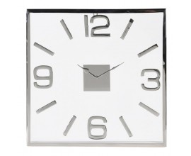 Moderní nástěnné hodiny Anahi čtvercového tvaru z kovu v bílo-stříbrném provedení 45cm