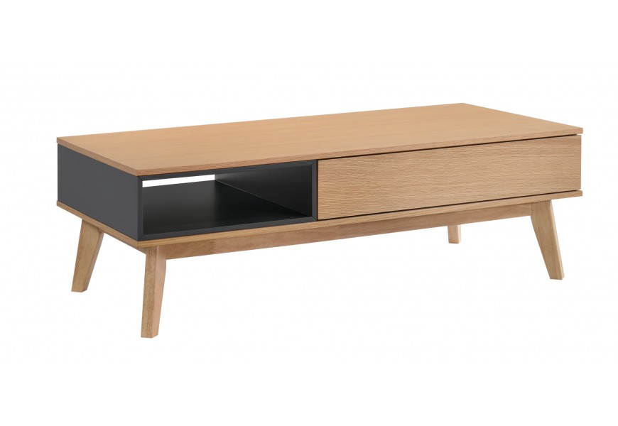 Moderní konferenční stolek Nordica Clara ze světle hnědého dřeva s úložným prostorem v provedení dub