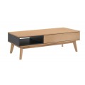Moderní konferenční stolek Nordica Clara ze světle hnědého dřeva s úložným prostorem v provedení dub