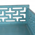 Luxusní orientální postel Azuleto II z jilmového dřeva v tyrkysovém modrém provedení a unikátním vyřezávaným dekorem 100cm