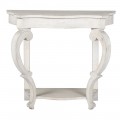 Provensálský bílý ornamentální konzolový stolek Criston z borovicového masivu s výrazně oblýma nohama 77cm
