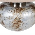 Vintage kovová šedo-béžová stolní lampa Tyene s jemnou prskanou kresbou a lněný stínítkem ústřičné barvy 52cm