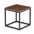 Dřevěný čtvercový hnědý konferenční stolek Vidar s černou kovovou podstavou